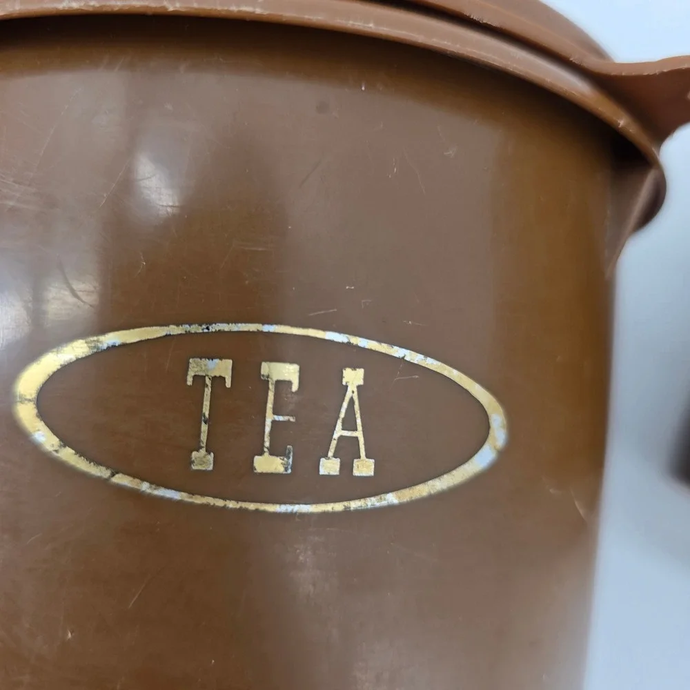 Tupperware Canister Set Vintage Tea Coffee Brown Small 2pc
